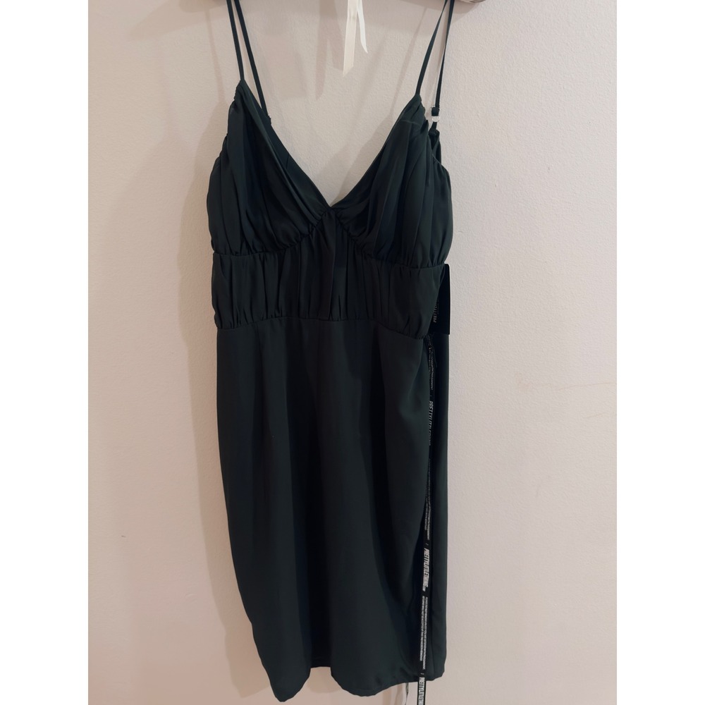 PrettyLittleThing Black Ruched Cup Detail Midi Dress US Size M Gothic Milkmaid - Picture 2 of 10
